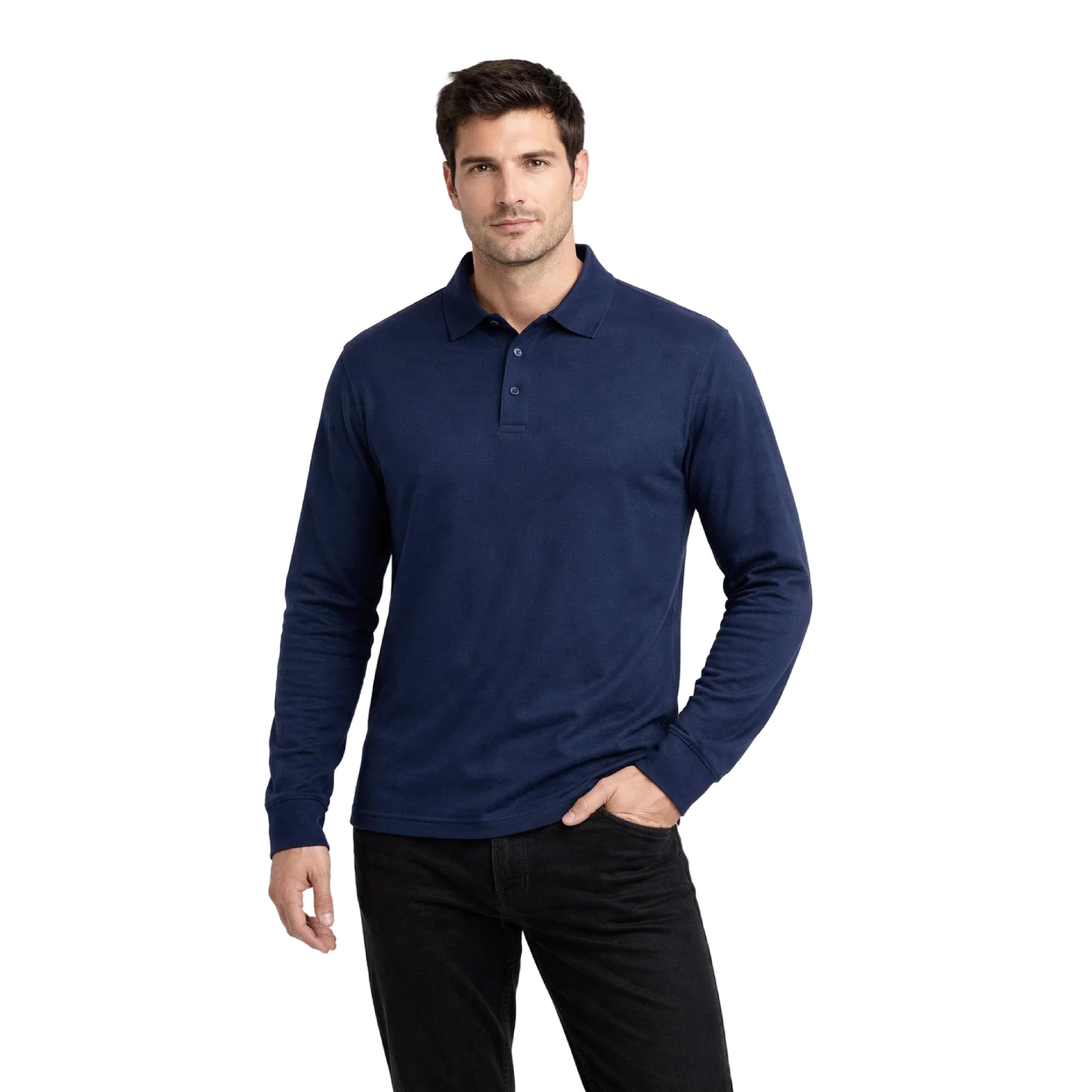 Polera Pique Manga Larga Proflex PF 913N Azul Marino Hombre